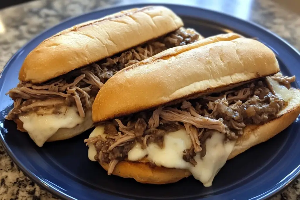 Indulge in these easy and delicious Crockpot French Dip Sandwiches! Perfect for busy days, this recipe features juicy, tender beef, slow-cooked in savory broth, served on crusty rolls. Enjoy the rich flavors that everyone will love. Don't miss out—save this pin and try the recipe today!