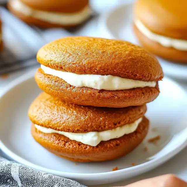 Indulge in these delicious Pumpkin Whoopie Pies that are perfect for fall! Soft, cake-like cookies filled with fluffy cream make a delightful treat for any occasion. Rich in flavor and easy to make, they are a great way to celebrate the season. Save this pin for a tasty pick-me-up and visit our site for the full recipe!