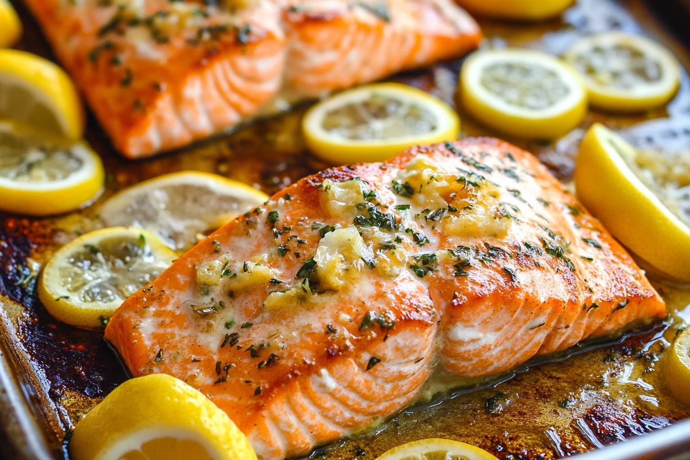 Discover the delicious taste of Sheet Pan Lemon Garlic Butter Salmon! This easy recipe combines fresh salmon with vibrant flavors, making it a healthy weeknight dinner. It's quick to prepare, packed with omega-3s, and requires minimal cleanup—a perfect choice for busy families. Try this mouthwatering dish and elevate your dinner game! Save this pin to make it later or visit our site for more tasty recipes!